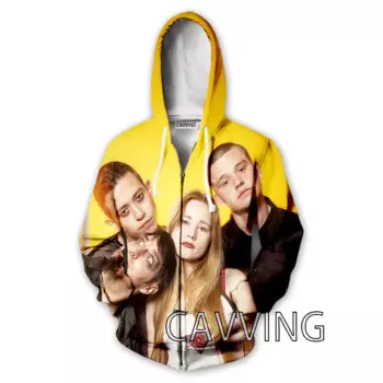 Толстовка с капюшоном на молнии, с 3D-принтом