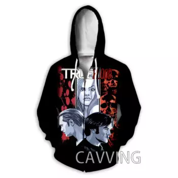 Толстовка с капюшоном на молнии, с 3D-принтом