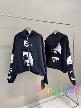 Толстовка с капюшоном, на молнии, с принтом