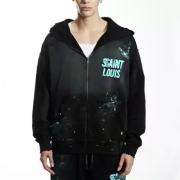 Толстовка с капюшоном на молнии в стиле хип-хоп