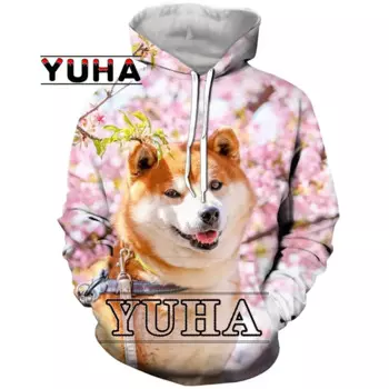 Толстовка с капюшоном в виде Милого Животного Сиба-ину-Акита, собаки, 3D-печать, для мужчин и женщин, мужские милые толстовки большого размера, унисекс, для детей