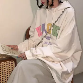 Толстовка с надписью, Женский пуловер с капюшоном, Свободный Топ, куртка
