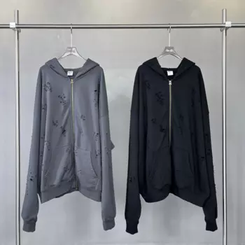 Толстовка с вырезами и двойной молнией