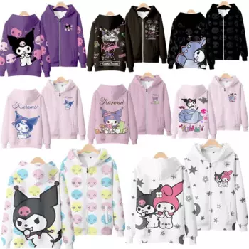 Толстовка Sanrio Kuromi на молнии, милые и красивые толстовки в японском стиле с 3d Цифровым принтом, толстовка с мультяшным аниме, модный Рождественский подарок