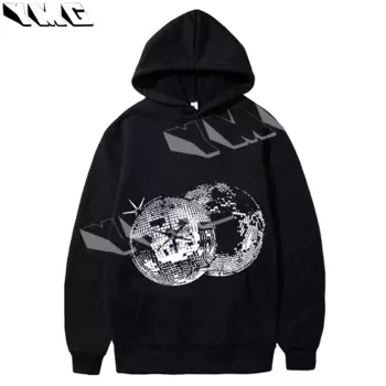 Толстовка Спортивная хлопчатобумажная с принтом, Повседневная Толстовка большого размера