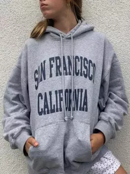 Толстовка женская с капюшоном и надписью, х/б