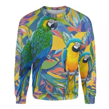 Толстовки с 3D-принтом попугая для мужчин и женщин, повседневный пуловер с круглым вырезом, уличная одежда, парашютный Графический спортивный костюм для мальчиков