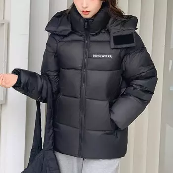 Толстые теплые куртки, женская зимняя верхняя одежда, 2024, Модные свободные парки, женское черное пальто с капюшоном, высокое качество