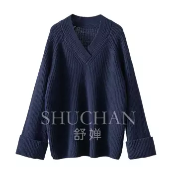 Толстый 100% кашемировый свитер в ленивом стиле с v-образным вырезом, женский пуловер Blusa De Frio Feminina Sueter Mujer Invierno