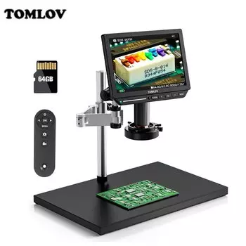 TOMLOV цифровой микроскоп 4K для пайки печатных плат, гибкий рычаг 2000X HDMI Microscopio Electronics TM4K Max, электронная сварочная лупа