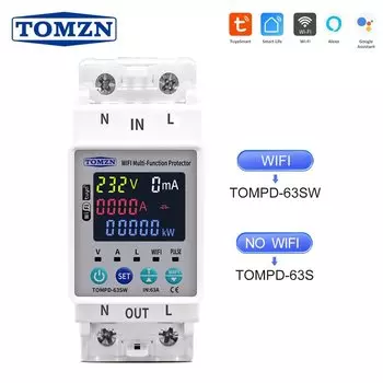 TOMZN 63A Wi-Fi умный автомат с датчиком тока