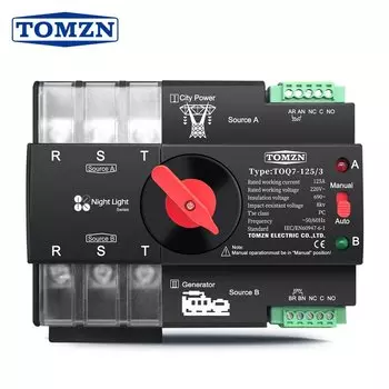TOMZN TOQ7 Мини ATS автоматический трехфазный переключатель 3P 63A 100A 125A 220V 230V