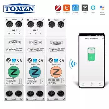 TOMZN WiFi Умный автомат с датчиком тока 63A