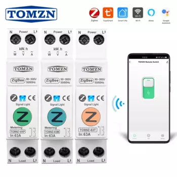 TOMZN WiFi Умный автомат с датчиком тока 63A