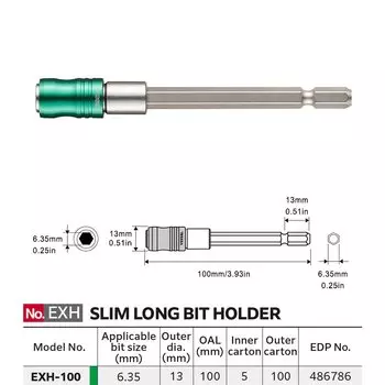 Тонкий длинный держатель для сверл серии DXH EXH, совместимый с электроинструментами 100/150/200/250/350/450 мм, аксессуары для электроинструментов