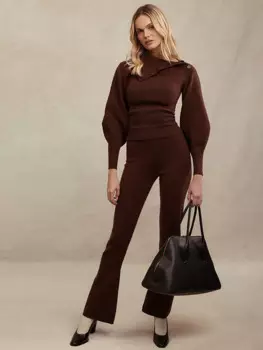 Тонкий фонарь с длинными рукавами, модный вязаный свитер, комплект с высокой талией, бордовые женские брючные костюмы, осенняя офисная уличная одежда