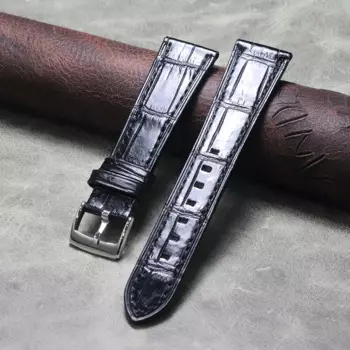 Тонкий мужской браслет Syle 18 мм 19 мм 20 мм * 16 мм Черный Премиум ремешок мягкий ремешок из крокодиловой кожи удобный ремешок для часов из натуральной кожи