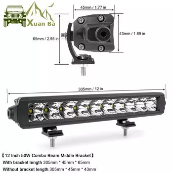 Тонкий светодиодный светильник, 12 дюймов, точечный прожектор, комбинированный луч для Lada Niva Truck 4x4, внедорожный внедорожник ATV 12V 24V, авто работа, вождение, Барра, светильник s