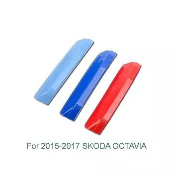 Tonlinker 3 шт. 3D DIY Автомобильный Стайлинг ABS передняя решетка радиатора отделка спортивные полоски Наклейка чехол наклейка s для SKODA OCTAVIA A7 2015-17