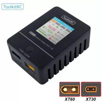 ToolkitRC M4AC 30 Вт LiPO LiFE LiHV Компактное зарядное устройство переменного тока 1-4S XT30/ XT60 интерфейс для радиоуправляемой модели FPV гонки Фристайл Дрон батареи