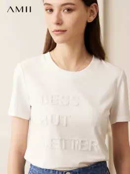 Топ AMII в стиле минимализма, женская футболка, Новинка лета 2023, женские топы С Вышивкой Букв, футболки с коротким рукавом 3 цветов, 12322003