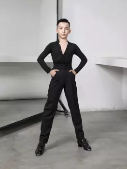 Топ для латиноамериканской танцевальной бальной комнаты для мальчиков детская тренировочная одежда румба костюм для соревнований Топы ZYMdancestyle детская черная рубашка 20603