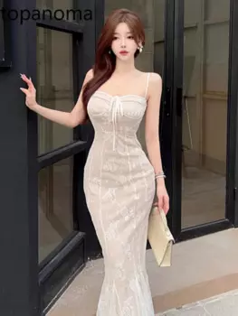 Topanoma вечерние платья для женщин кружевное лоскутное платье для свадебной вечеринки без рукавов Бандажное сексуальное Элегантное коктейльное платье Русалка выпускной