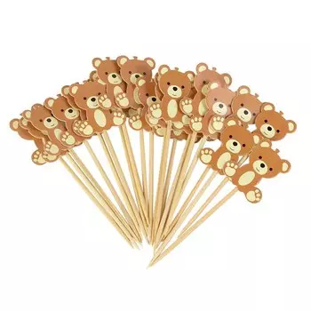 Топперы для кексов CYZIWEI с медведями 20 шт