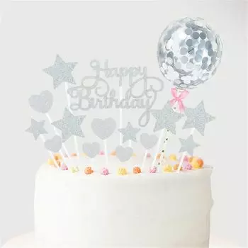 Топперы для торта "С днем рождения", картон
