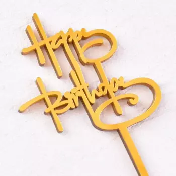 Топперы для торта "С днем рождения", MOONBIFFY, серебряный, черный, акриловые, набор из 10 штук