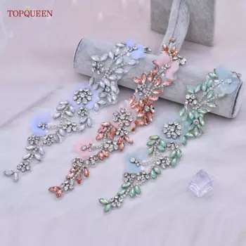 TOPQUEEN S419 ручные аппликации патчи цветные Цветы Стразы для невесты для женщин DIY Пришивные платья аксессуары для одежды украшение