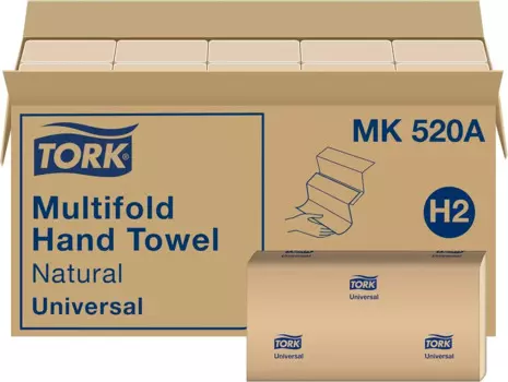 Tork многослойное полотенце для рук Natural H2, универсальное, 100% переработанных волокон, 16x250 листов, MK520A