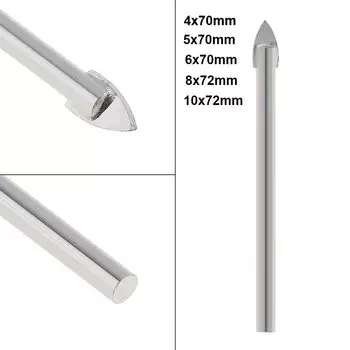 Сверла для стекла и плитки ChgImposs 4/5/6/8/10x70 мм/72 мм