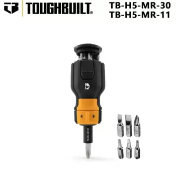 TOUGHBUILT Короткая отвертка с храповым механизмом и 7 насадками для отверток Мини-ручная отвертка Многофункциональный инструмент для ремонта TB-H5-M-30