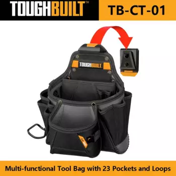 TOUGHBUILT TB-CT-01 многофункциональная сумка для инструментов с 23 карманами и петлями, Прочный чехол для инструментов с зажимом, портативный органайзер для хранения