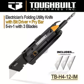 TOUGHBUILT TB-H4-12-IM 5-в-1 Электрический складной нож с бит-драйвером + рычаг для картонных коробок, картона и коробок