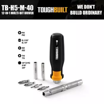 ToughBuilt TB-H5-M-40 Многобитная отвертка 12-в-1