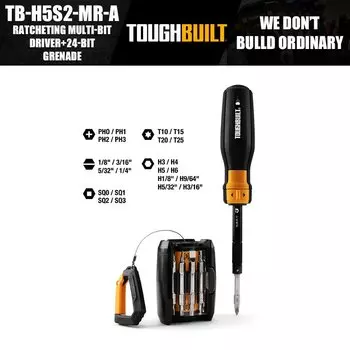 ToughBuilt TB-H5S2-MR-A Многобитный драйвер с храповым механизмом