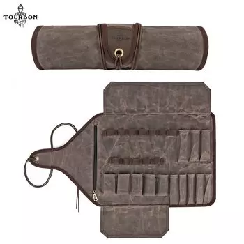 Tourbon холщовый складной инструмент рулон резьба инструмент сумка для хранения инструмента органайзер для инструментов портативный карманный деревообрабатывающий серый