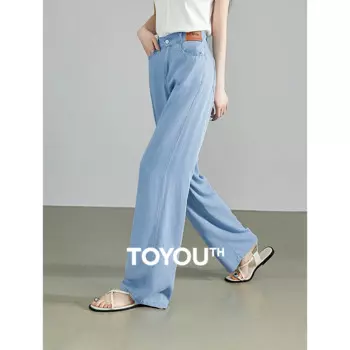 TOYOUTH женские джинсовые джинсы 2024, летние новые модные трендовые уличные брюки с высокой талией и широкими штанинами