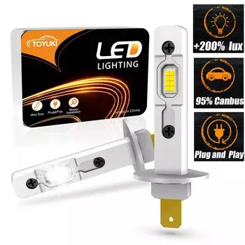 TOYUKI 2 шт. H1 светодиодные лампы фар 1:1 мини-размер беспроводные светодиодные лампы Подключи и играй CSP 7035 чипы автомобильные фары 6000 К белый 4300K 12 В 24 В
