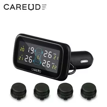 TPMS Система контроля давления в шинах Диагностический инструмент Сигнализация давления в шинах Прикуриватель Температура DIY PSI Bar CAREUD 903