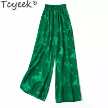 Тяжелые шелковые брюки Tcyeek 30 мм, весна-лето 50%, брюки из шелка тутового шелкопряда для женщин, длинные женские брюки с широкими штанинами