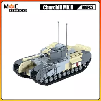 Тяжелый бронированный автомобиль Черчилль МК. II WW2, танк военной помощи, строительные блоки MOC, Сборная модель, пазл, Детские кирпичи, игрушки
