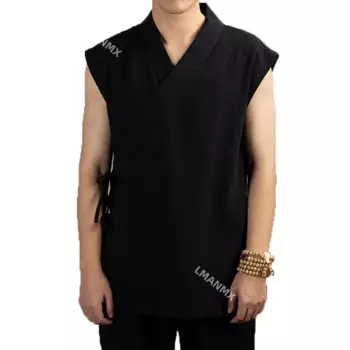 Традиционная китайская одежда Hanfu, Мужская льняная хлопковая куртка без рукавов, мужской костюм Тан, кимоно, кардиган, Мужское пальто с открытым стежком