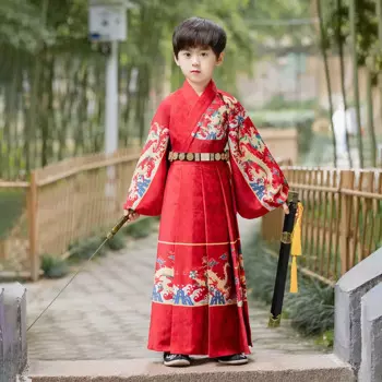 Традиционный китайский стиль, накидка для мальчиков Hanfu, защита самурайского рыцаря, искусственный костюм для косплея, Детский костюм Тан, одежда для выступлений