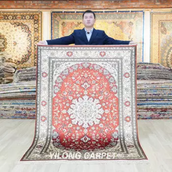 Традиционный турецкий ковер 122x183 см, красные выгодные антикварные афганские изысканные шелковые коврики (LH977B)