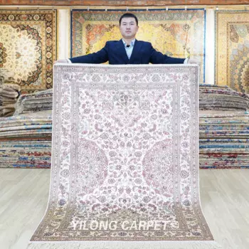 Традиционный Восточный шелковый ковер 122x183 см, выгодный ценный античный персидский коврик (ZW070M)