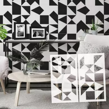 Трафарет 30–70 см для рисования стен, декоративная шпатель, шаблон для рисования, пластырь, большая очень большая плитка, декор, геометрический S080