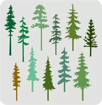 Трафарет для декупажа сосновый лес Beebeecraft